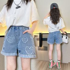 批发女童裤子夏季薄款韩版2026时尚<b class='q'>儿童</b>夏装中大童流行百搭牛仔短裤
