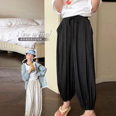 女童裤子夏季2026新款儿童运动休闲裤中大童时尚宽松洋气束脚裤子