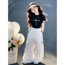 批发<b class='q'>女</b><b class='q'>童</b><b class='q'>夏装</b>2026新款儿童运动套装又酷又飒的工装裤女大童洋气两件套