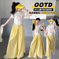 批发<b class='q'>女童</b>超好看<b class='q'>裙裤</b>套装2026新款女孩大童多巴胺短袖阔腿裤两件套夏装