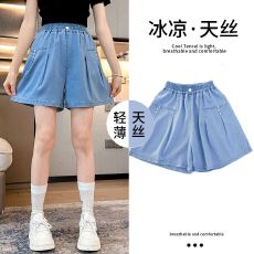 批发【原版质量<b class='q'>女童</b>夏<b class='q'>装</b>天丝短裤中大童女孩外穿宝宝薄款五分儿童牛仔