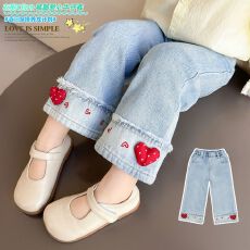 批发<b class='q'>女</b><b class='q'>童</b><b class='q'>直筒</b><b class='q'>牛仔裤</b><b class='q'>2026</b>新款洋气时髦<b class='q'>女</b>宝宝春季休闲长裤儿<b class='q'>童</b><b class='q'>裤子</b>春秋