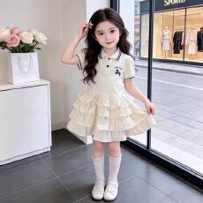 批发（棉50）<b class='q'>女童</b><b class='q'>蓬蓬裙</b>公主风POLO领蛋糕连衣裙