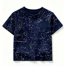 批发纯棉空白版男童短袖满天星闪闪宽松圆领儿童上衣棉