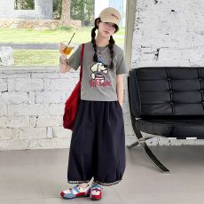 批发<b class='q'>女</b><b class='q'>童</b>夏装套装儿童2026洋气时髦新款超好看短袖T恤时尚阔腿裤大童
