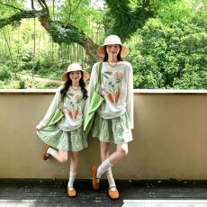 批发【母女装<b class='q'>女</b><b class='q'>童</b>长袖上衣套装裙夏天薄款冰丝防晒<b class='q'>连衣裙</b>两件套夏季潮