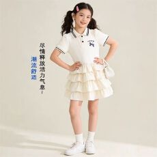 女童连衣裙夏季儿童学院风夏装宝宝公主风蓬蓬蛋糕裙儿童甜美裙子