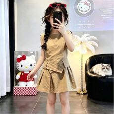 批发甜美女孩子夏季背心<b class='q'>连衣裙</b>2026新款时尚韩版潮童穿搭女童工装裙