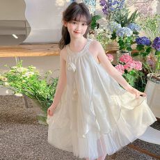 批发<b class='q'>女童</b>生日连衣裙无袖花朵公主背心裙夏季新款女孩聚会小<b class='q'>礼服</b>裙短裙