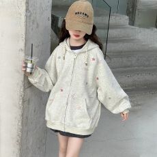 女童外套春秋款2026新款儿童洋气连帽上衣女孩秋装长袖开衫棒球服