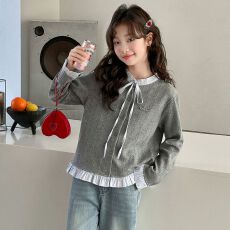 批发<b class='q'>女童</b>卫<b class='q'>衣</b>2026新款秋装韩系衬衫女大童洋气超好看儿童独特漂亮外套