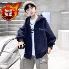 批发【华棉复合羊驼绒男童外套秋冬款2025新款中大儿童春季连帽上衣男