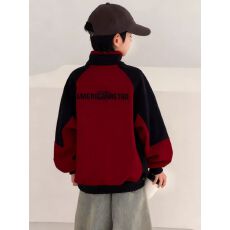 批发男童红色卫衣秋冬季加绒加厚中大童装冬装喜庆拜年服装2025新款潮
