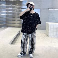 批发【纯棉T套装<b class='q'>男</b>童<b class='q'>夏</b>装<b class='q'>2026</b>新款中大儿童<b class='q'>男</b>孩帅气夏季薄款短袖长裤