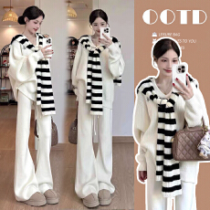 现现 慵懒休闲披肩孕妇三件套韩版宽松孕妇套装大码孕妇装