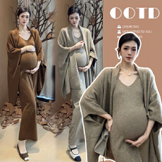 批发秋冬新款<b class='q'>孕妇装</b>吊带裙+披肩外套两件套修身显瘦<b class='q'>孕妇</b><b class='q'>套装</b>