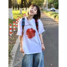 批发精梳纯棉230克纯棉短袖宽松落肩印花<b class='q'>T</b><b class='q'>恤</b>夏季上衣设计感小众