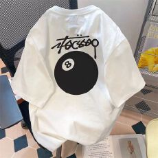 批发精梳纯棉230克纯棉短袖宽松落肩印花T恤夏季上衣设计感小众