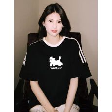 批发精梳纯棉230克纯棉<b class='q'>短袖</b>230克插肩袖三条杠八分杠T恤宽松印花