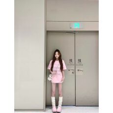 批发精梳纯棉230克纯棉<b class='q'>短袖</b>宽松落肩印花T恤夏季上衣设计感小众