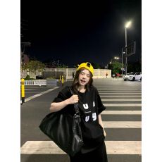 批发精梳纯棉230克纯棉<b class='q'>短袖</b>宽松落肩印花T恤夏季上衣设计感小众