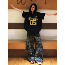 批发精梳纯棉230克纯棉<b class='q'>短袖</b>宽松落肩印花T恤夏季上衣设计感小众