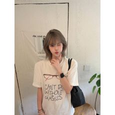 批发精梳纯棉200克纯棉短袖宽松落肩<b class='q'>印花</b>T恤夏季上衣设计感小众