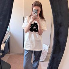 批发精梳纯棉230克纯棉短袖宽松落肩<b class='q'>印花</b>T恤夏季上衣设计感小众