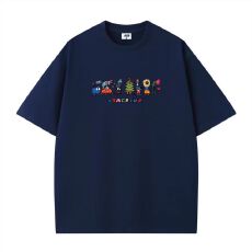 批发精梳纯棉230克纯棉短袖宽松落肩<b class='q'>印花</b>T恤夏季上衣设计感小众