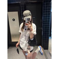 批发精梳纯棉200克纯棉短袖宽松落肩<b class='q'>印花</b>T恤夏季上衣设计感小众
