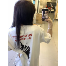 批发精梳纯棉200克纯棉<b class='q'>短袖</b>宽松落肩印花T恤夏季上衣设计感小众