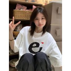 批发精梳纯棉200克纯棉<b class='q'>短袖</b>宽松落肩印花T恤夏季上衣设计感小众
