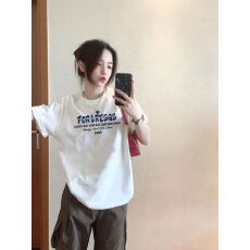 批发精梳纯棉200克纯棉<b class='q'>短袖</b>宽松落肩印花T恤夏季上衣设计感小众
