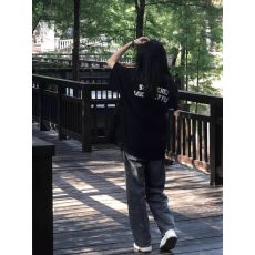 批发精梳纯棉200克纯棉<b class='q'>短袖</b>宽松落肩印花T恤夏季上衣设计感小众