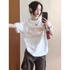 批发精梳纯棉230克纯棉<b class='q'>短袖</b>宽松落肩印花T恤夏季上衣设计感小众