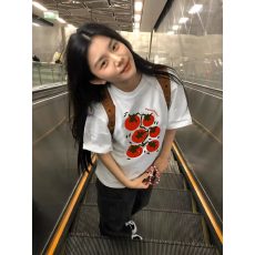 批发精梳纯棉230克纯棉<b class='q'>短袖</b>宽松落肩印花T恤夏季上衣设计感小众