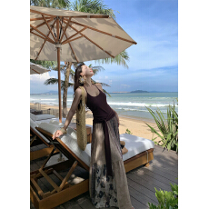 批发川西草原新疆旅游废土风穿搭美拉德连衣裙<b class='q'>夏季</b>2025新款裙子一整套