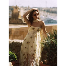 批发从那以后法式抹胸裙小众设计感海边度假风挂脖飘带碎花裙子女夏季
