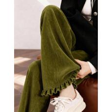 批发大码<b class='q'>女</b><b class='q'>装</b>橄榄绿木耳边裤子秋冬2025独特超好看直筒宽松加绒阔腿<b class='q'>裤</b>