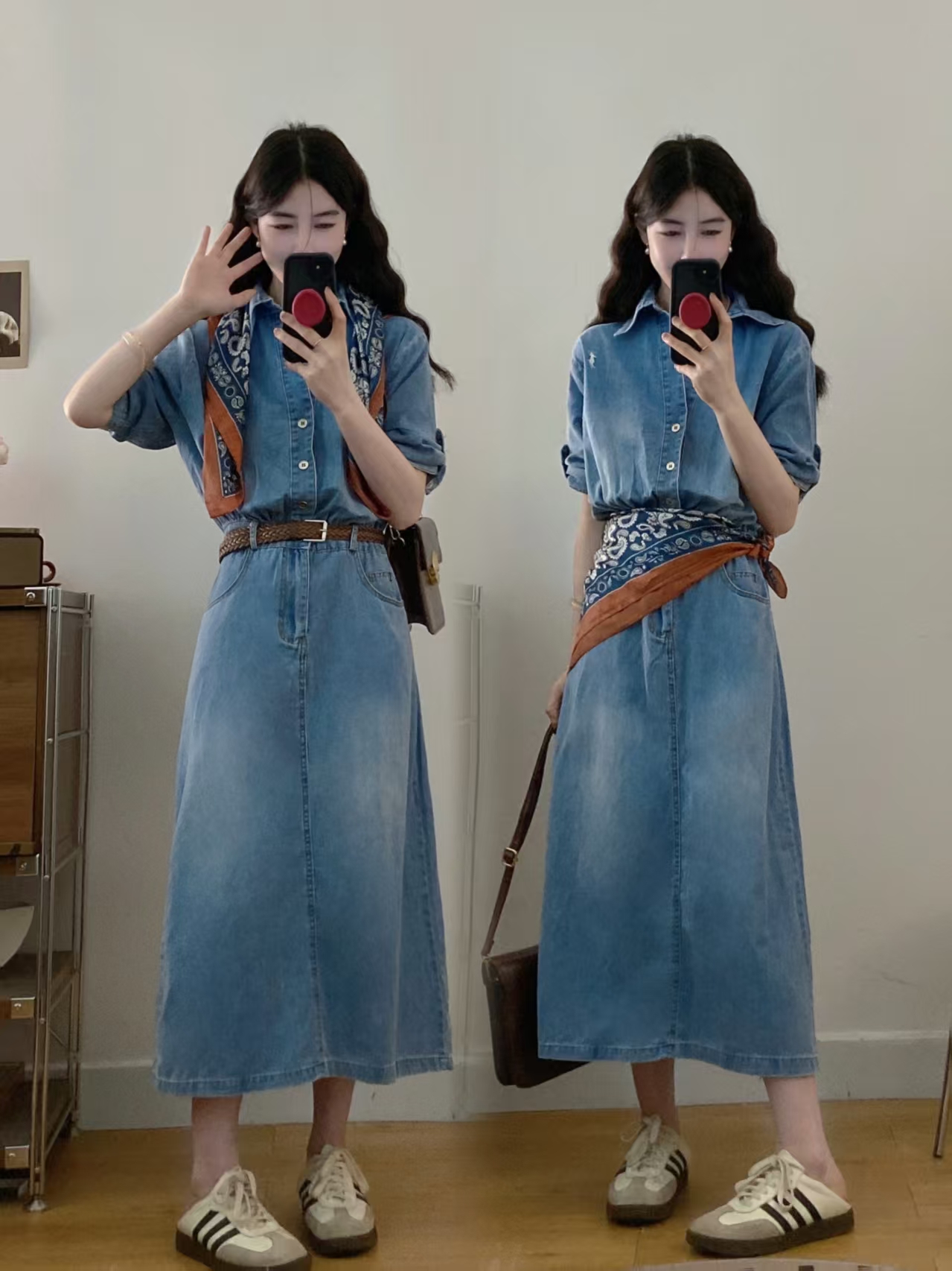 FA35485# 大码爆款连衣裙女夏季宽松松弛感天丝牛仔裙优雅气质休闲长裙 服裝批發女裝批發服飾貨源