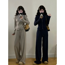批发实拍<b class='q'>大码</b><b class='q'>女装</b>春季新款休闲慵懒时尚套装上衣女长裤阔腿裤<b class='q'>长袖</b>