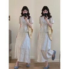 批发实拍大码 法式气质套装女<b class='q'>夏</b>2026新款肌理感超好看轻熟两件套