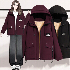 批发加绒棉衣<b class='q'>外套</b>胖MM宽松连帽<b class='q'>夹克</b>2025新款保暖加厚冲锋衣小个子棉袄