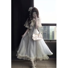 批发小风铃 月夜/水色风铃cla lolita KUMA酱工作室原创 连衣裙<b class='q'>女</b>夏季