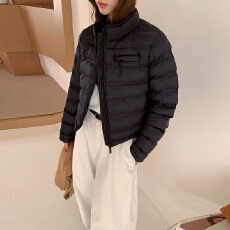 批发巨好看轻薄短款羽绒服女冬季2026新款时尚小个子黑色立领保暖外套