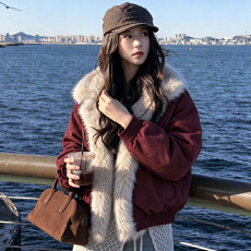 批发实拍国潮座山雕连帽棉服女2026冬新款美式设计感<b class='q'>男</b>女同款短款外套