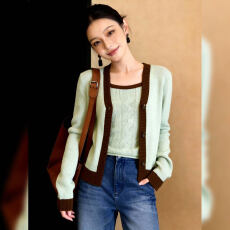 批发森系随性文艺风淡绿色开衫+吊带<b class='q'>女</b>小清新宽松显瘦两件套小众春季