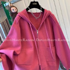 批发原版质量2025秋季<b class='q'>韩版</b>百搭<b class='q'>毛衣</b>外套大码300斤双拉链连帽针织衫女