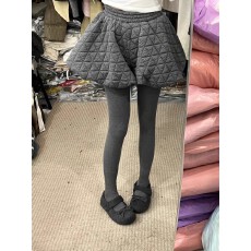 批发原版面料加内里大码200斤松紧高腰菱格夹棉蓬蓬半身裙女A字短裤裙