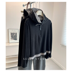 批发德绒大码秋冬新款<b class='q'>韩版</b>百搭假两件连帽长袖T恤女内搭气质打底衫秋